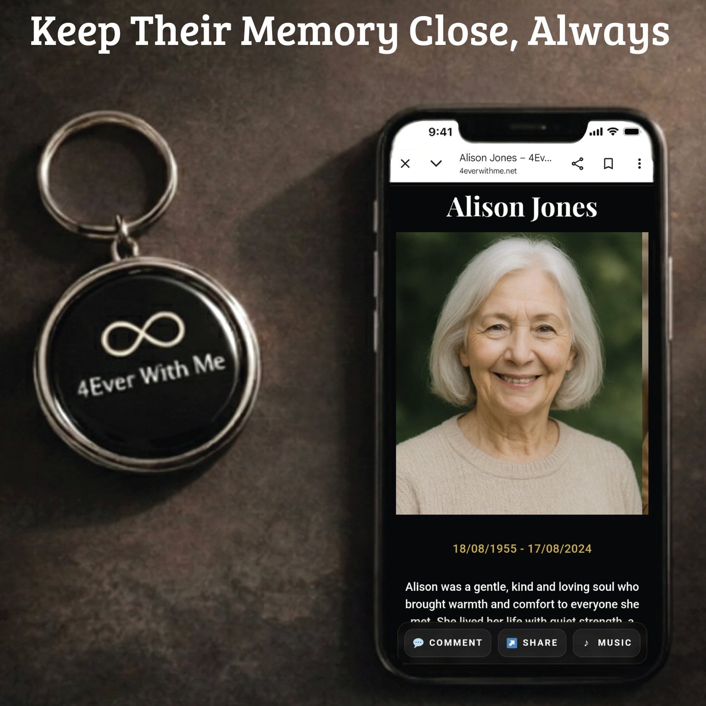 4Ever With Me Memorial Keychain
